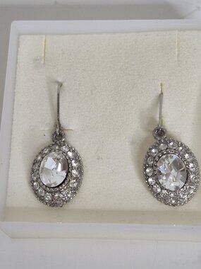 Silvertone Crystal Rhinestone Dangle Earrings